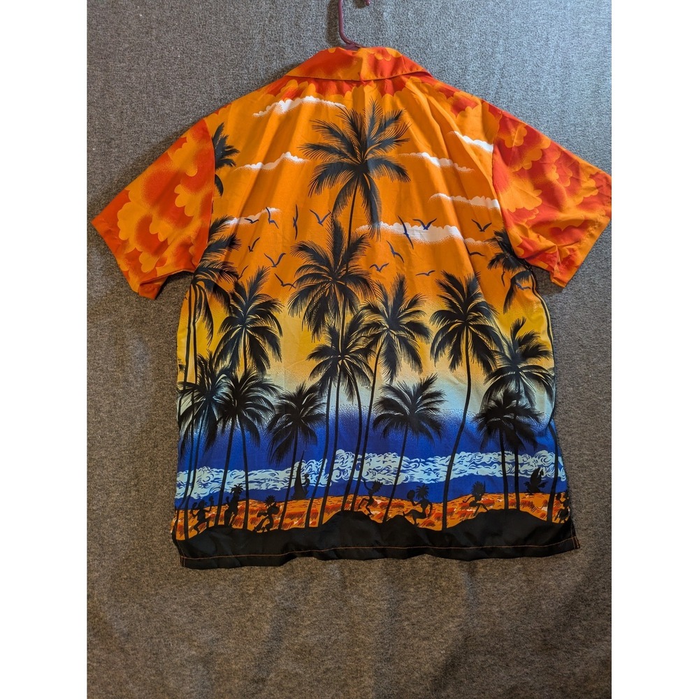 VHO Shirt Mens Button Up Size XL Palm Print  Terivoile  Colorful Hawaiian Shirt - Picture 8 of 9